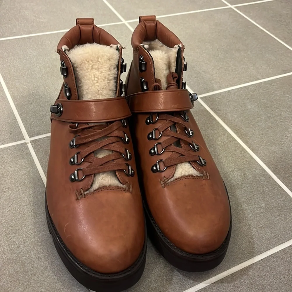 Coach New York Tompkins boots mens G1074 new saddle size 11.5 leather shearling_3
